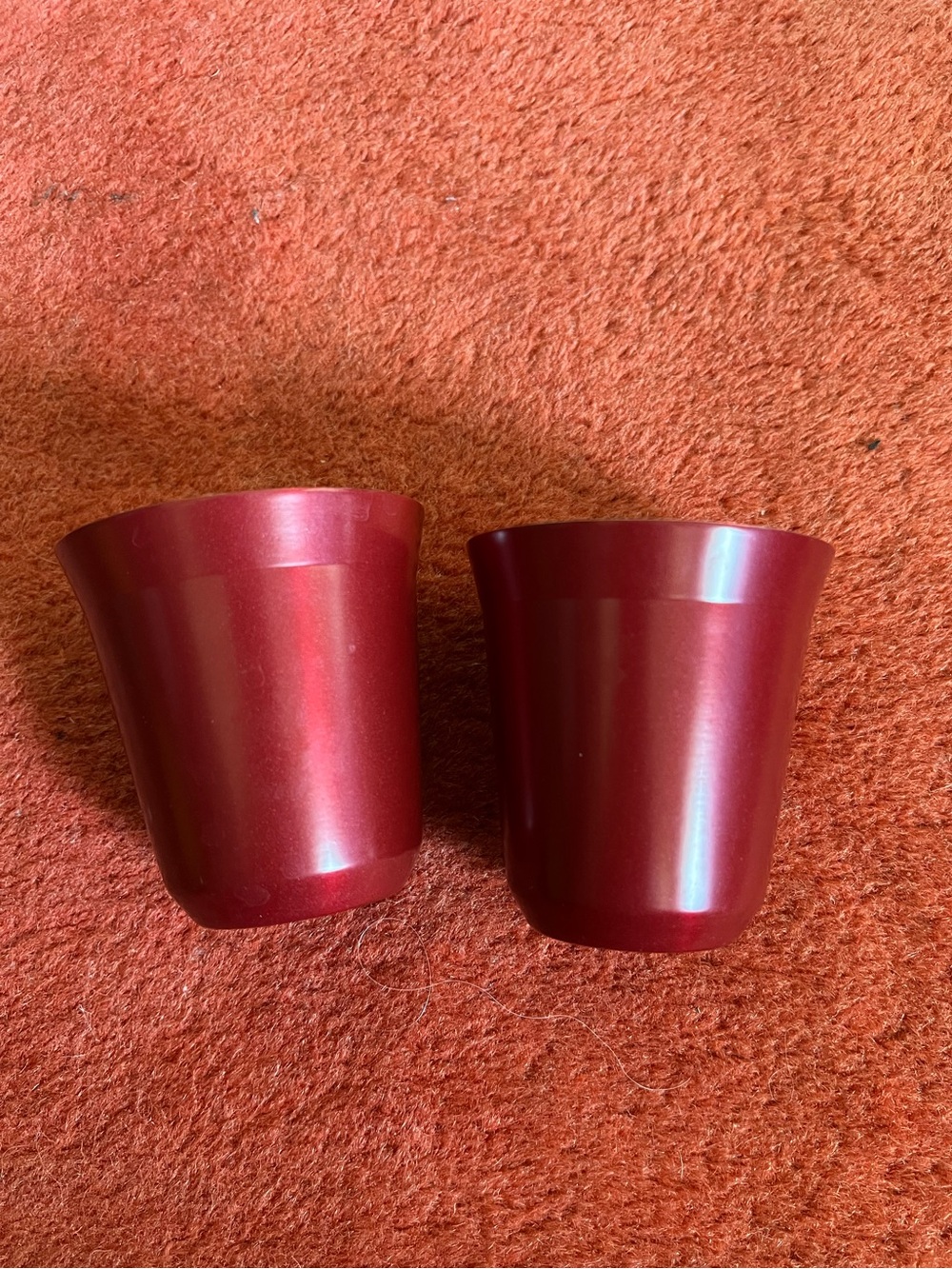 Nestle Nespresso Pixie Espresso Cup Cherry Red Stainless Steel Set 2